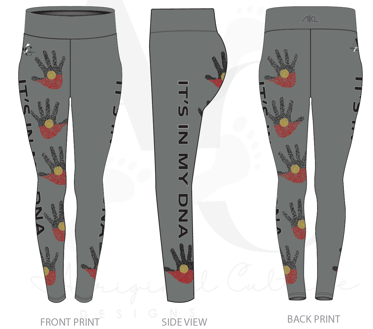 LEGGINGS HANDPRINT PURPLE AND GREY