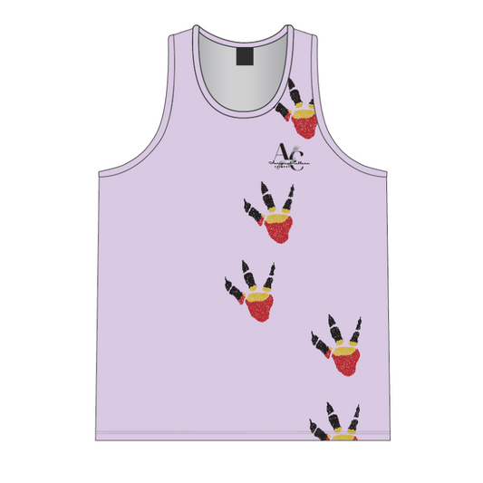 RACERBACK SINGLET EMU FOOTPRINT PURPLE - LIFT IT PLUCK YA