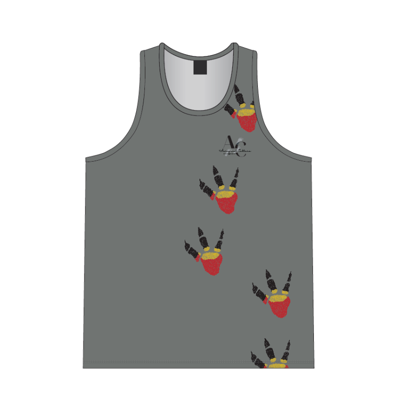 RACERBACK SINGLET EMU FOOTPRINT GREY - GORN DON'T BUST YASELF