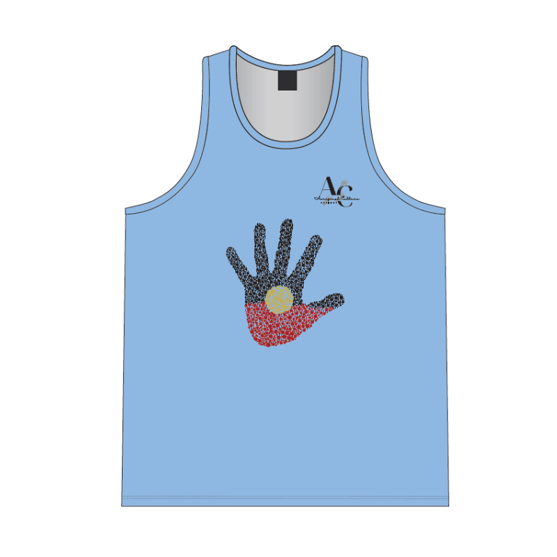 RACERBACK SINGLET  HANDPRINT BLUE - IT'S IN MY DNA