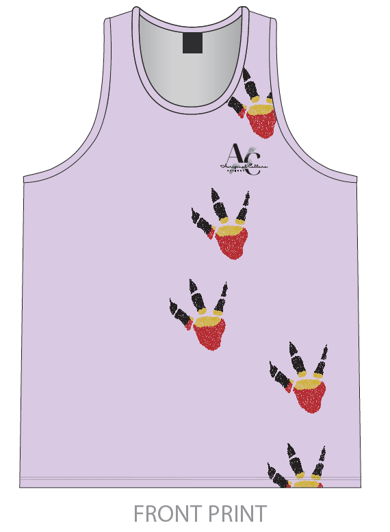 RACERBACK SINGLET EMU FOOTPRINT PURPLE - LIFT IT PLUCK YA