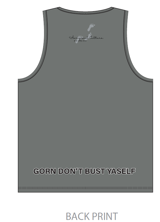 SINGLET EMU FOOT PRINT GREY- GORN DON'T BUST YASELF